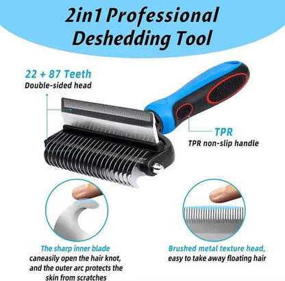 2 in 1 Deshedding Grooming Undercoat Brush